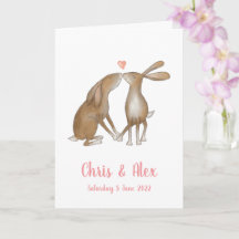 Love is in the hare wedding card