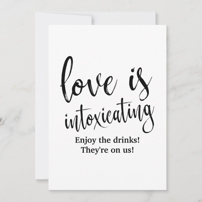 Love is Intoxicating Affordable Wedding Bar Sign Invitation (Front)