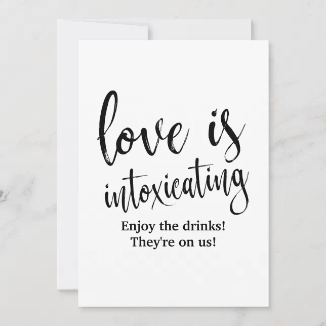 Love is Intoxicating Affordable Wedding Bar Sign Invitation | Zazzle