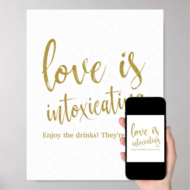 Love is Intoxicating Glitter 8x10 Wedding Sign | Zazzle