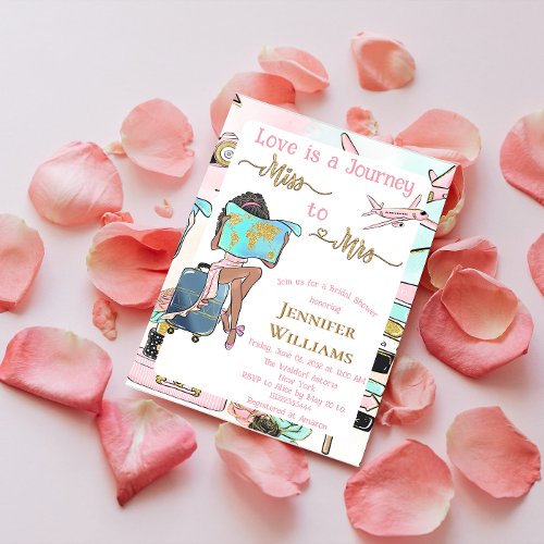 Love is Journey From Miss to Mrs  Bridal Shower Invitation