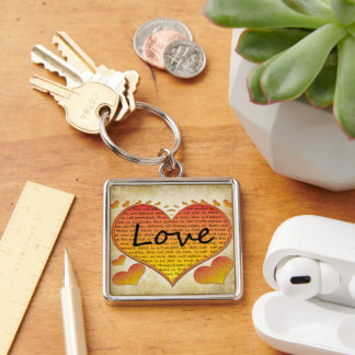 Love is Kind 1 Corinthians 13 Hearts Keychain
