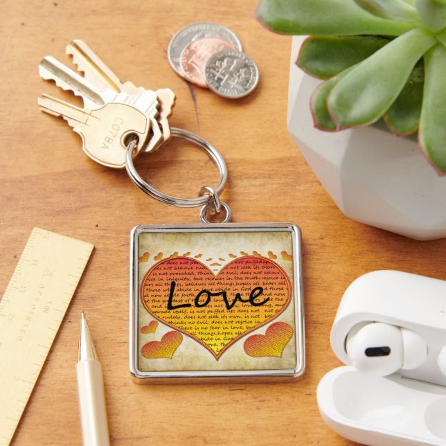 Love is Kind  1 Corinthians 13 Hearts Keychain (Desk)