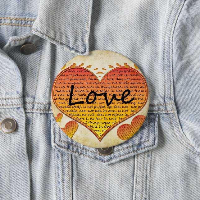 Love is Kind 1 Corinthians 13 Hearts Pinback Button (In Situ)