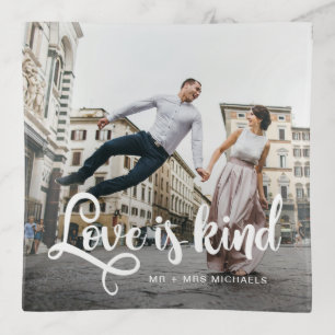 Love is Kind Photo with Names Trinket Tray