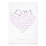 Love Is Kind Quote Typography Blue/purple Heart Photo Print at Zazzle