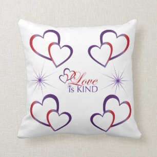 Love Is Kind with Hearts -Cotton Pillow