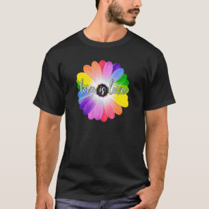 Love Is Lgbt Rainbow Daisy Flower Smile Face Lgbt T-Shirt