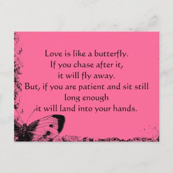 Love Is Like A Butterfly Postcard by QuoteLife at Zazzle