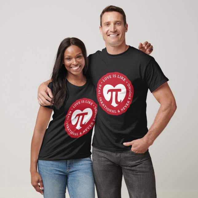 Love is Like Pi Funny Math Valentine's Day Stamp T-Shirt (Unisex)