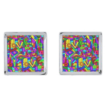 Love Is Love! (a Multi-colored Tile Design) ~ Cufflinks by TheWhippingPost at Zazzle