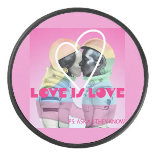Love is Love All Love Equal LGBT Hockey Puck