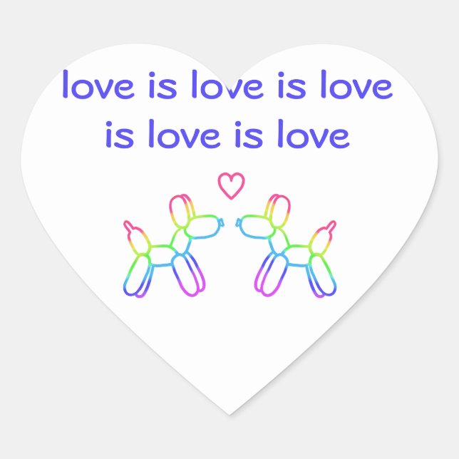 Love is Love Balloon Dogs Heart Sticker (Front)