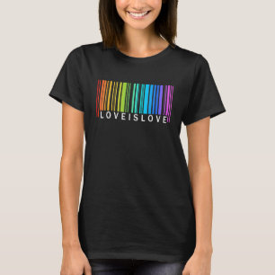 Love Is Love Barcode Rainbow Flag Lgbt Gay Lesbia T-Shirt