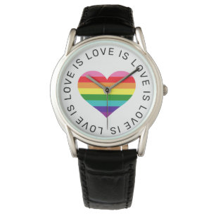 Love is Love Black Rainbow Heart LGBTQ Pride Watch