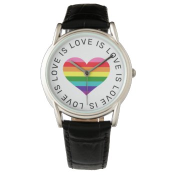 Love Is Love Black Rainbow Heart Lgbtq Pride Watch by RandomLife at Zazzle