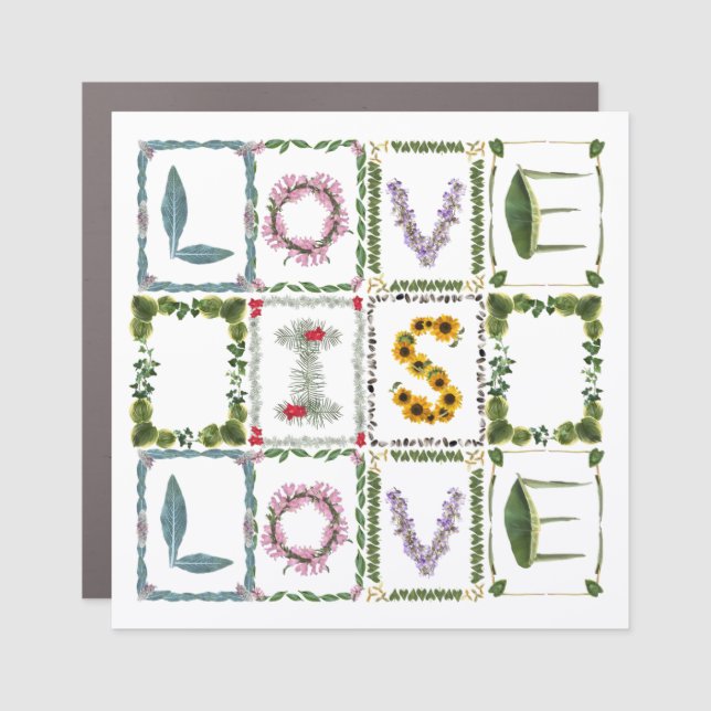Love is Love Botanical LGBTQ Ally  Car Magnet (Front)