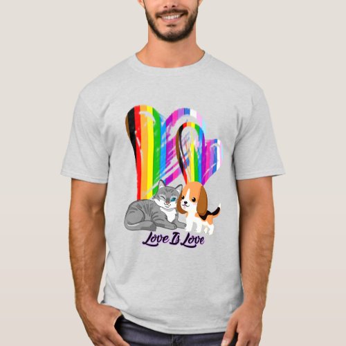 Love Is Love Cat  Dog _ LGBTQ Pet Owner T_Shirt