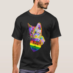 Love Is Love Cat LGBT Flag Gay Pride Month Rainbow T-Shirt