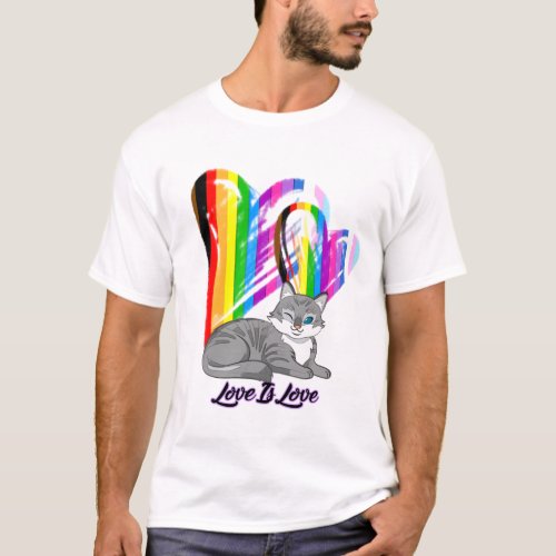 Love Is Love Cat _ LGBTQ Pet Owner T_Shirt
