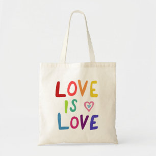 LOVE IS LOVE Colorful Handlettered PRIDE Tote Bag