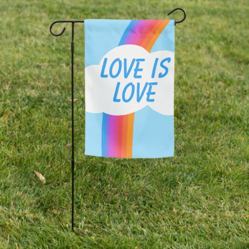 LOVE IS LOVE Colorful Rainbow Cloud Pride CUSTOM  Garden Flag