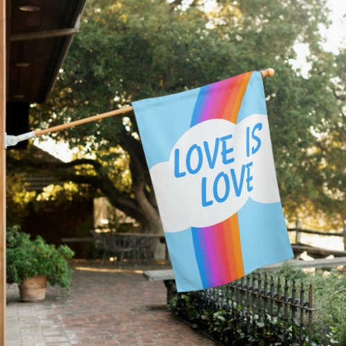 LOVE IS LOVE Colorful Rainbow Cloud Pride CUSTOM  House Flag