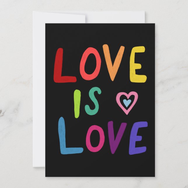 LOVE IS LOVE Colorful Rainbow Gay Pride Handmade Card (Front)