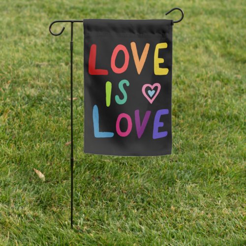 LOVE IS LOVE Colorful Rainbow Gay Pride Handmade   Garden Flag