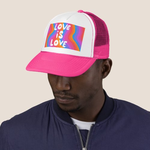 LOVE IS LOVE Colorful Rainbow Gay Pride Trucker Hat