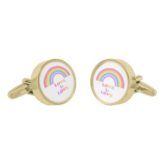 LOVE is LOVE -  Colorful Rainbow Gay Weding Cufflinks