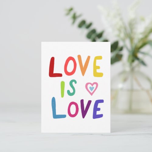 LOVE IS LOVE Colorful Rainbow  Postcard