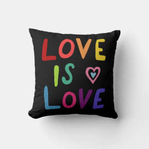 LOVE IS LOVE Colorful Rainbow Pride Throw Pillow