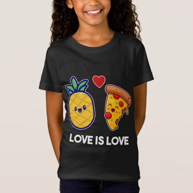 Love Is Love Cute Pride Pineapple Pizza T-Shirt (Front)
