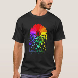 Love is love Daisy LGBT Rainbow Pride Day LGBT Mon T-Shirt