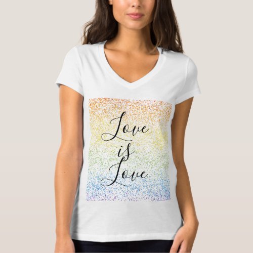 Love is love Equal Rights Rainbow Background Color T_Shirt