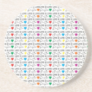 LOVE is LOVE equality quote in rainbow colors Drink Coaster