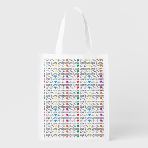 LOVE is LOVE equality quote in rainbow colors Grocery Bag