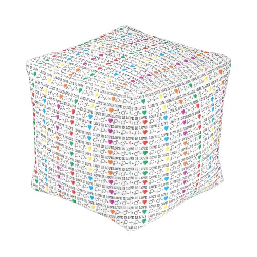 LOVE is LOVE equality quote in rainbow colors Pouf