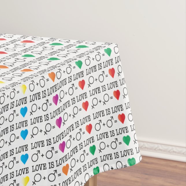LOVE is LOVE equality quote in rainbow colors Tablecloth (In Situ)