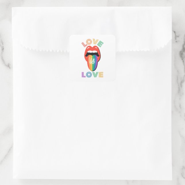 Love is love Fun Cool LGBTQ Pride Month Square Sticker (Bag)