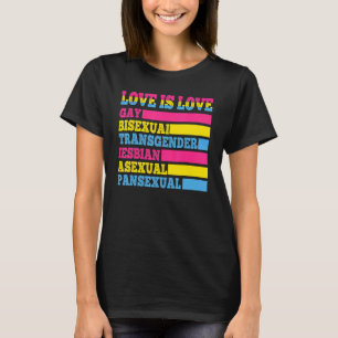 Love Is Love Gay Bisexual Transgender Asexual Pans T-Shirt