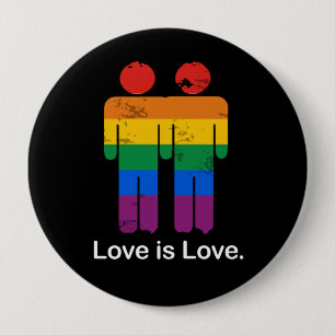 LOVE IS LOVE GAY COUPLE PINBACK BUTTON