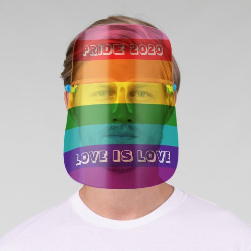 Love is Love Gay Pride 2020 LGBTQ Rainbow Stripes Face Shield