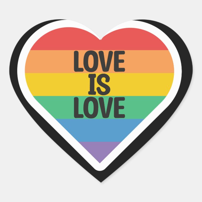 Love Is Love | Gay Pride Heart Sticker (Front)