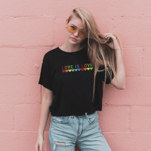 Love Is Love Gay Pride LGBTQ Rainbow Hearts T-Shirt