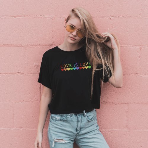 Love Is Love Gay Pride LGBTQ Rainbow Hearts T_Shirt