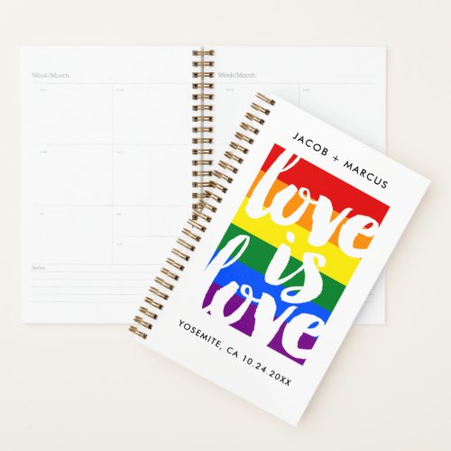 Love is Love Gay Pride Rainbow and Photo Planner