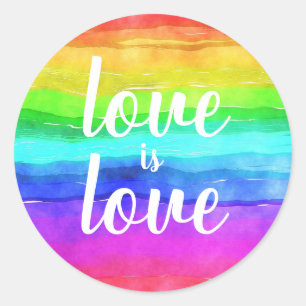"Love is Love" Gay Pride Rainbow Classic Round Sticker