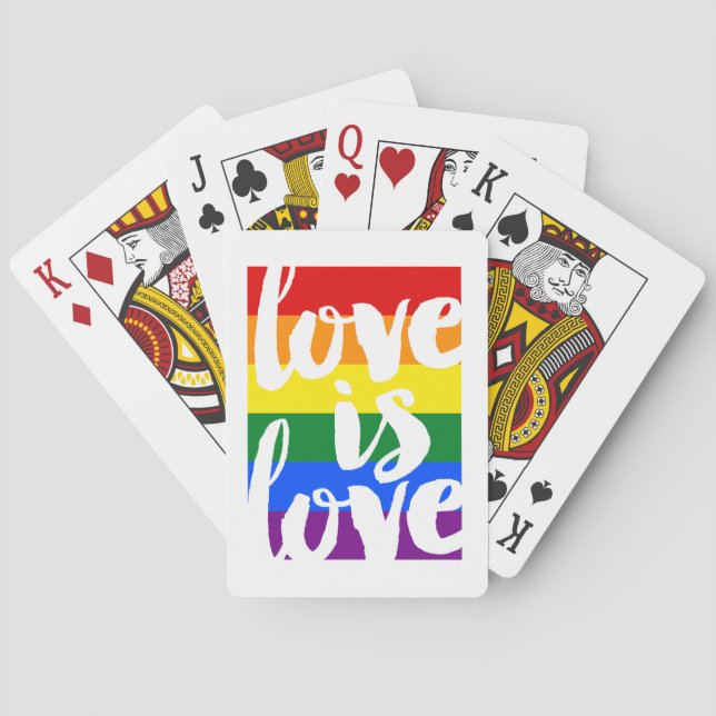 Love is Love Gay Pride Rainbow Stripe Poker Cards (Back)